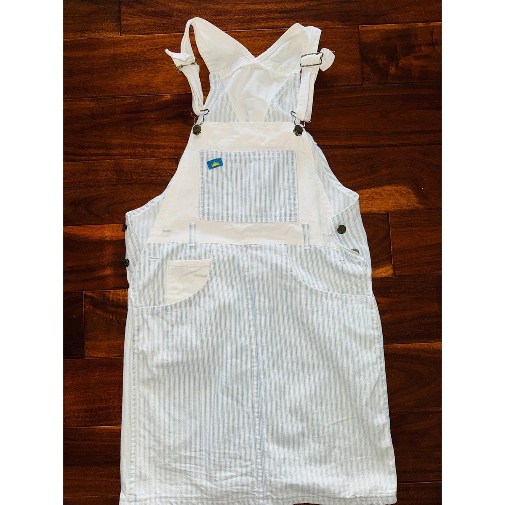 Sunset Blues Overall Dress Womens 7 Blue White Excellent Hickory Stripe USA Made
